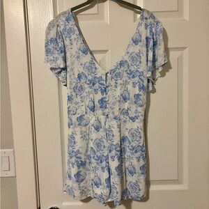 Altar’d State M Blue Floral Cottagecore Romper | Fairycore Babydoll Mini Dress